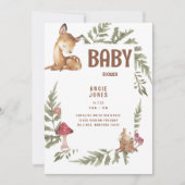 かわいいお洒落鹿&うさぎ赤ちゃんシャワー 招待状 (正面)