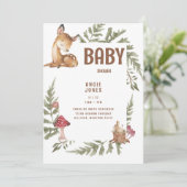 かわいいお洒落鹿&うさぎ赤ちゃんシャワー 招待状 (スタンド正面)