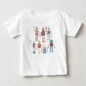 かわいいお洒落1950年代スタイルレトロロボット ベビーTシャツ (正面)
