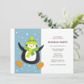 かわいいお祝いのペンギン|の休日のパーティの招待状 招待状 (スタンド正面)