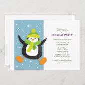 かわいいお祝いのペンギン|の休日のパーティの招待状 招待状 (正面/裏面)