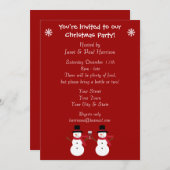 かわいいお祝いの雪だるまのクリスマスのパーティの招待状 招待状 (正面/裏面)