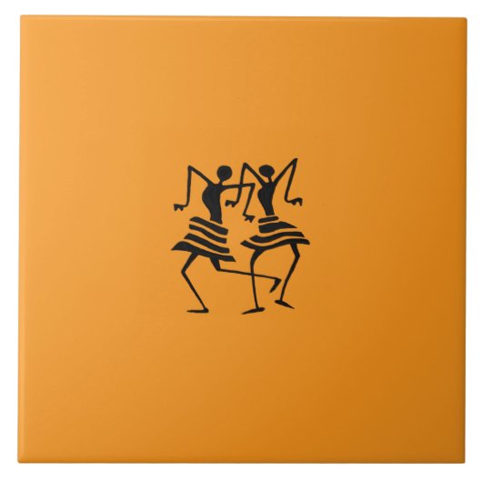 かわいいお祝いダンスオレンジ タイル (正面)