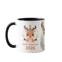 かわいいお祭り鹿 あけましておめでとうございます 2026 コーヒーマグ