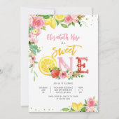 かわいいお花のレモン 誕生日パーティーへの招待状 招待状 (正面)