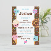 かわいいお菓子かわいいの少年誕生日パーティー 招待状 (スタンド正面)