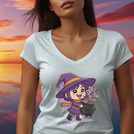 かわいいお菓子と魔女 - ハロウィーンのかわいいデザイン Tシャツ