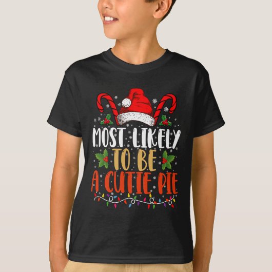 かわいいお菓子の子に最もなりそうな感恩祭 クリスマス Tシャツ (正面)