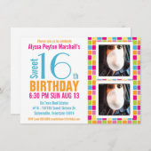 かわいいお菓子の色写真Sweet sixteen 招待状 (正面/裏面)