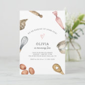 かわいいお菓子作りパーティーの女の子の誕生日招待状 招待状 (スタンド正面)