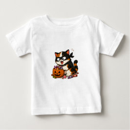 かわいいお菓子泥棒の三毛猫 ベビーTシャツ