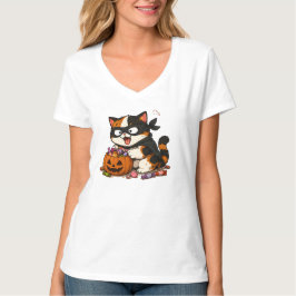 かわいいお菓子泥棒の三毛猫 Tシャツ
