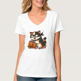 かわいいお菓子泥棒の三毛猫 Tシャツ
