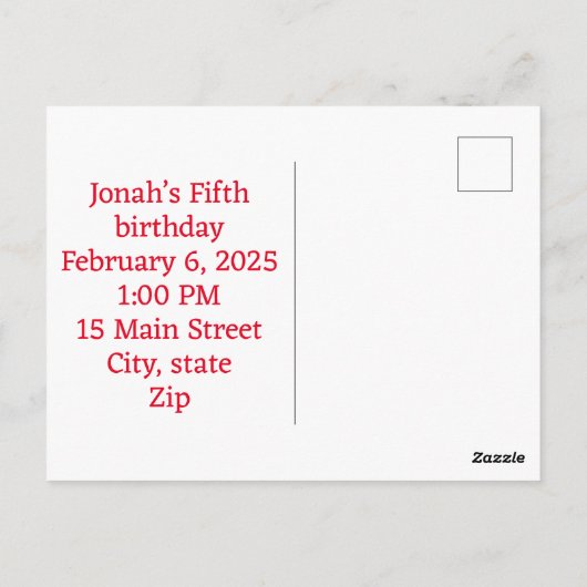 かわいいお誕生日おめでとうのポストカード招待状 ポストカード (裏面)