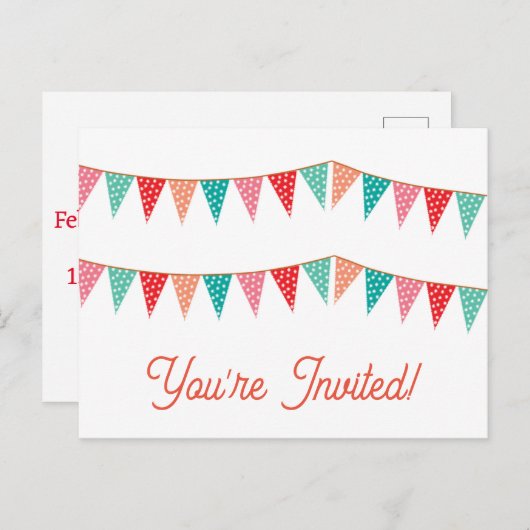 かわいいお誕生日おめでとうのポストカード招待状 ポストカード (正面/裏面)