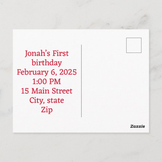 かわいいお誕生日おめでとうのポストカード招待状 ポストカード (裏面)