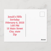 かわいいお誕生日おめでとうの招待状ポストカード ポストカード (裏面)