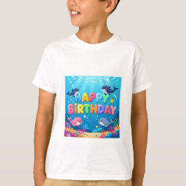 かわいいお誕生日おめでとうイルカのデザイン Tシャツ
