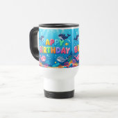 かわいいお誕生日おめでとうイルカデザイン トラベルマグ (正面左)