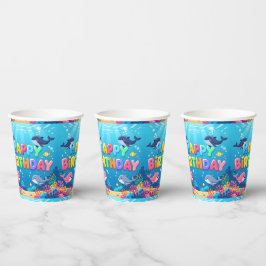 かわいいお誕生日おめでとうイルカデザイン 紙コップ