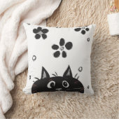 かわいいかいま見ブーイング猫の装飾用クッション クッション (ブランケット)