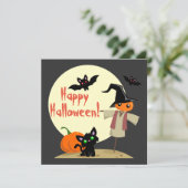 かわいいかかし＆子猫のハロウィンカード 招待状 (スタンド正面)