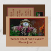 かわいいかかし、腕を広げて/ぜひご参加ください 招待状 (正面/裏面)