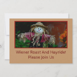 かわいいかかし、腕を広げて/ぜひご参加ください 招待状