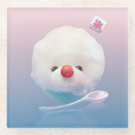 かわいいかき氷の犬 ガラスコースター