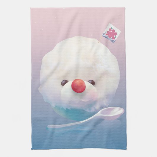 かわいいかき氷の犬 キッチンタオル (縦)