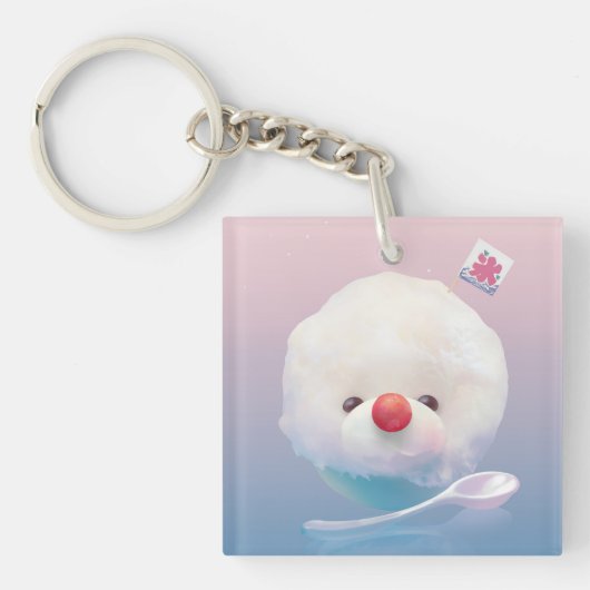 かわいいかき氷の犬 キーホルダー (正面)