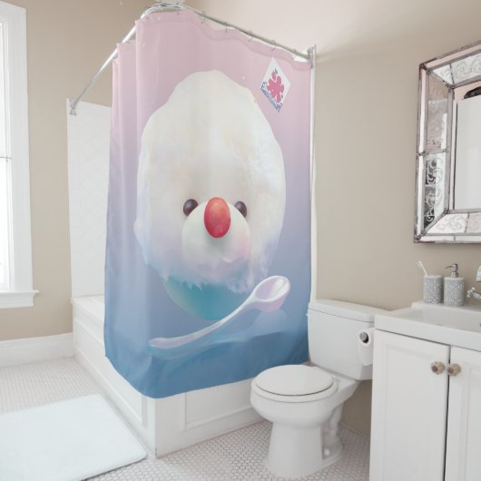 かわいいかき氷の犬 シャワーカーテン (インサイチュ)