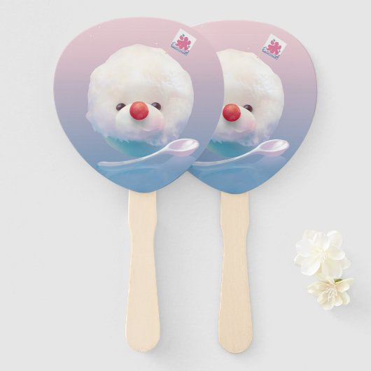 かわいいかき氷の犬 ハンドファン (正面&裏面)