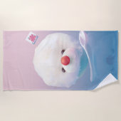 かわいいかき氷の犬 ビーチタオル (正面)