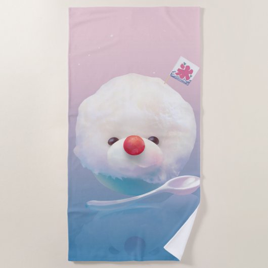かわいいかき氷の犬 ビーチタオル (正面)