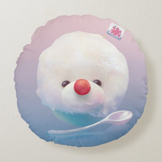 かわいいかき氷の犬 ラウンドクッション (正面)