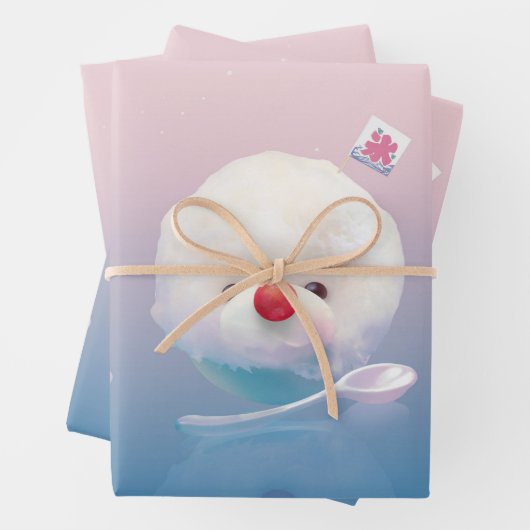 かわいいかき氷の犬 ラッピングペーパーシート (インサイチュ)