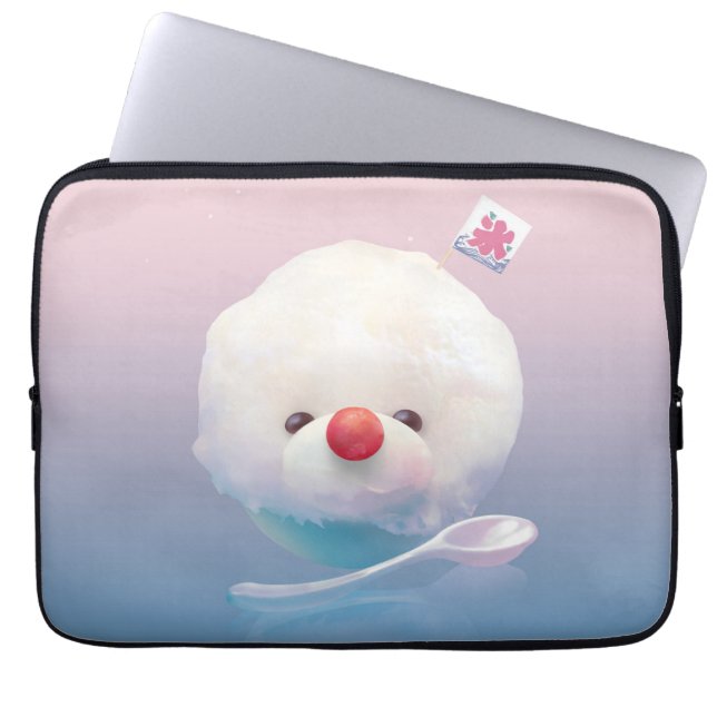 かわいいかき氷の犬 ラップトップスリーブ (正面)