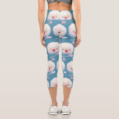 かわいいかき氷犬のパターン カプリレギンス (裏面)