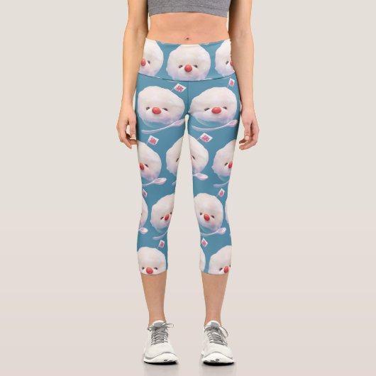 かわいいかき氷犬のパターン カプリレギンス (正面)