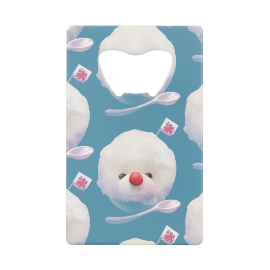 かわいいかき氷犬のパターン クレジットカード栓抜き (正面)