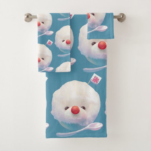 かわいいかき氷犬のパターン バスタオルセット (インサイチュ)