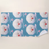 かわいいかき氷犬のパターン ビーチタオル (正面)