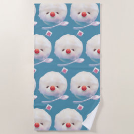 かわいいかき氷犬のパターン ビーチタオル