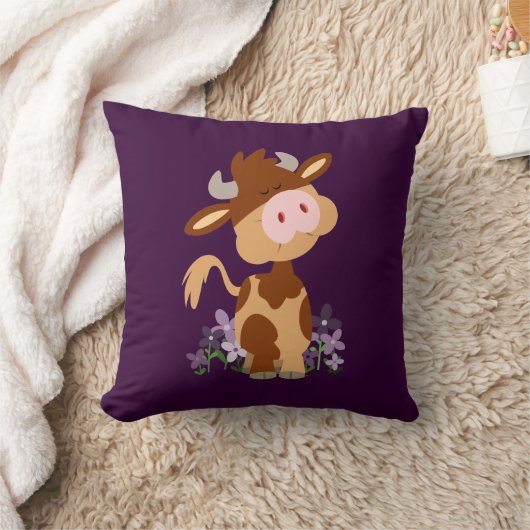 かわいいかみ砕く漫画牛枕 クッション (ブランケット)