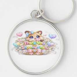 かわいいかわいいありがとうショッピング小さな猫ステッカー キーホルダー