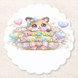 かわいいかわいいありがとうショッピング小さな猫ステッカー ペーパーコースター