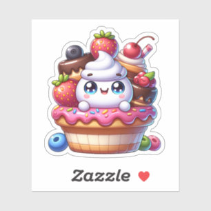 かわいいかわいいいちごカップケーキ シール