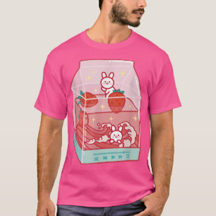 かわいいかわいいいちご日本の牛乳 Tシャツ