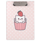 かわいいかわいいいちご猫カップケーキアニメ クリップボード (正面)